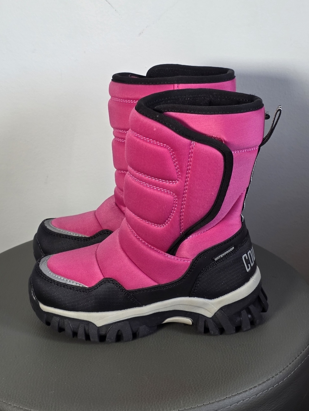 Cougar Kids Waterproof Winter Boots Pink Insulated Snow Boots Hook & Loop